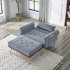 Recline Sofa Chair with Ottoman;  Two Arm Pocket and Wood Frame include 1 Pillow;  Teal (40.5'x33'x32')
