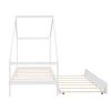 Twin Size Wooden House Bed With Twin Size Trundle