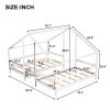 Double Twin Size Triangular House Beds with Built-in Table