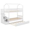Multifunctional Twin over Twin House Bunk Bed with Staircase and Storage Space
