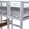 Full Size Metal Loft Bed with 2 Shelves and one Desk