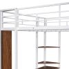 Full Size Metal Loft Bed with 2 Shelves and one Desk