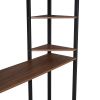 Full Size Metal Loft Bed with 2 Shelves and one Desk
