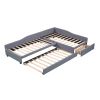 Upholstered Double Twin Size Daybed with Trundle and Drawer