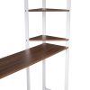 Full Size Metal Loft Bed with 2 Shelves and one Desk
