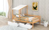 Twin Size House Low Loft Bed with Two Storage Drawers
