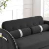 Modern 55.5" Pull Out Sleep Sofa Bed 2 Seater Loveseats Sofa Couch with side pockets; Adjsutable Backrest and Lumbar Pillows for Apartment Office Livi