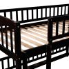 Bunk Bed with Slide; Twin Over Twin Low Bunk Bed with Fence and Ladder for Toddler Kids Teens