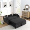 Modern 55.5" Pull Out Sleep Sofa Bed 2 Seater Loveseats Sofa Couch with side pockets; Adjsutable Backrest and Lumbar Pillows for Apartment Office Livi