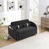 Modern 55.5" Pull Out Sleep Sofa Bed 2 Seater Loveseats Sofa Couch with side pockets; Adjsutable Backrest and Lumbar Pillows for Apartment Office Livi