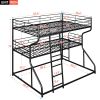 Full XL over Twin XL over Queen Size Triple Bunk Bed with Long and Short Ladder