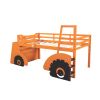 Twin Size Forklift Car-Shaped Loft Bed with Storage Shelves