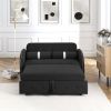 Modern 55.5" Pull Out Sleep Sofa Bed 2 Seater Loveseats Sofa Couch with side pockets; Adjsutable Backrest and Lumbar Pillows for Apartment Office Livi