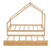Twin Size Wooden House Bed With Twin Size Trundle