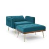 Recline Sofa Chair with Ottoman;  Two Arm Pocket and Wood Frame include 1 Pillow;  Teal (40.5'x33'x32')