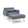 Recline Sofa Chair with Ottoman;  Two Arm Pocket and Wood Frame include 1 Pillow;  Teal (40.5'x33'x32')