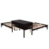 Full Size L-shaped Platform Beds with Twin Size Trundle and Drawers Linked with Built-in Rectangle Table