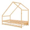 Twin Size Wooden House Bed With Twin Size Trundle