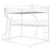 Full XL over Twin XL over Queen Size Triple Bunk Bed with Long and Short Ladder