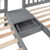 Full Over Twin & Twin Bunk Bed, Wood Triple Bunk Bed with Drawers and Guardrails