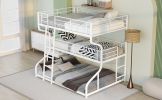 Full XL over Twin XL over Queen Size Triple Bunk Bed with Long and Short Ladder