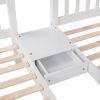 Full Over Twin & Twin Bunk Bed, Wood Triple Bunk Bed with Drawers and Guardrails