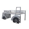 Twin Size Forklift Car-Shaped Loft Bed with Storage Shelves