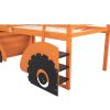 Twin Size Forklift Car-Shaped Loft Bed with Storage Shelves