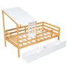 Twin Size House Low Loft Bed with Two Storage Drawers