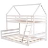 Twin over Full House Bunk Bed with Built-in Ladder,Gray