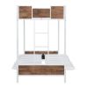 Twin-Over-Futon Bunk Bed;  Metal Futon Bunk Bed Frame with Guardrails and Ladder