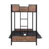 Twin-Over-Futon Bunk Bed;  Metal Futon Bunk Bed Frame with Guardrails and Ladder