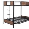 Twin-Over-Futon Bunk Bed;  Metal Futon Bunk Bed Frame with Guardrails and Ladder