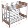 Twin-Over-Futon Bunk Bed;  Metal Futon Bunk Bed Frame with Guardrails and Ladder