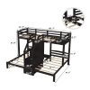 Twin over Twin & Twin Bunk Bed with Built-in Staircase and Storage Drawer