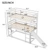 Twin over Twin over Twin Adjustable Triple Bunk Bed with Ladder and Slide