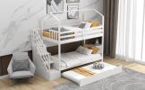 Multifunctional Twin over Twin House Bunk Bed with Staircase and Storage Space