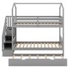 Multifunctional Twin over Twin House Bunk Bed with Staircase and Storage Space
