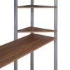 Full Size Metal Loft Bed with 2 Shelves and one Desk
