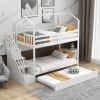 Multifunctional Twin over Twin House Bunk Bed with Staircase and Storage Space