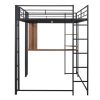 Full Size Metal Loft Bed with 2 Shelves and one Desk