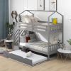 Multifunctional Twin over Twin House Bunk Bed with Staircase and Storage Space