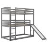Twin over Twin over Twin Adjustable Triple Bunk Bed with Ladder and Slide