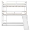 Twin over Twin over Twin Adjustable Triple Bunk Bed with Ladder and Slide