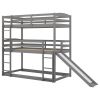 Twin over Twin over Twin Adjustable Triple Bunk Bed with Ladder and Slide