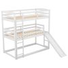Twin over Twin over Twin Adjustable Triple Bunk Bed with Ladder and Slide
