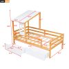 Twin Size House Low Loft Bed with Two Storage Drawers