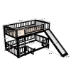 Bunk Bed with Slide; Twin Over Twin Low Bunk Bed with Fence and Ladder for Toddler Kids Teens