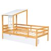 Twin Size House Low Loft Bed with Two Storage Drawers