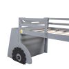Twin Size Forklift Car-Shaped Loft Bed with Storage Shelves